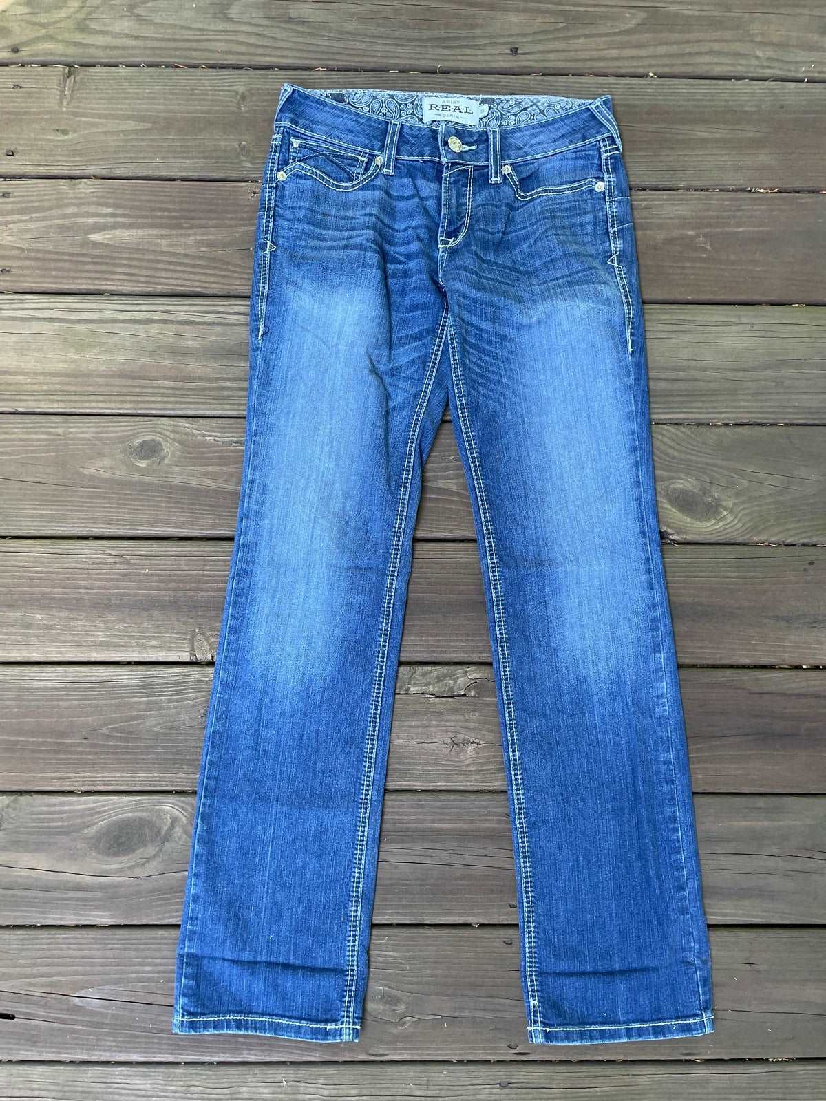ThriftedEquestrian Clothing 28L Ariat Real Denim Mid Rise Straight Leg Jeans - 28L