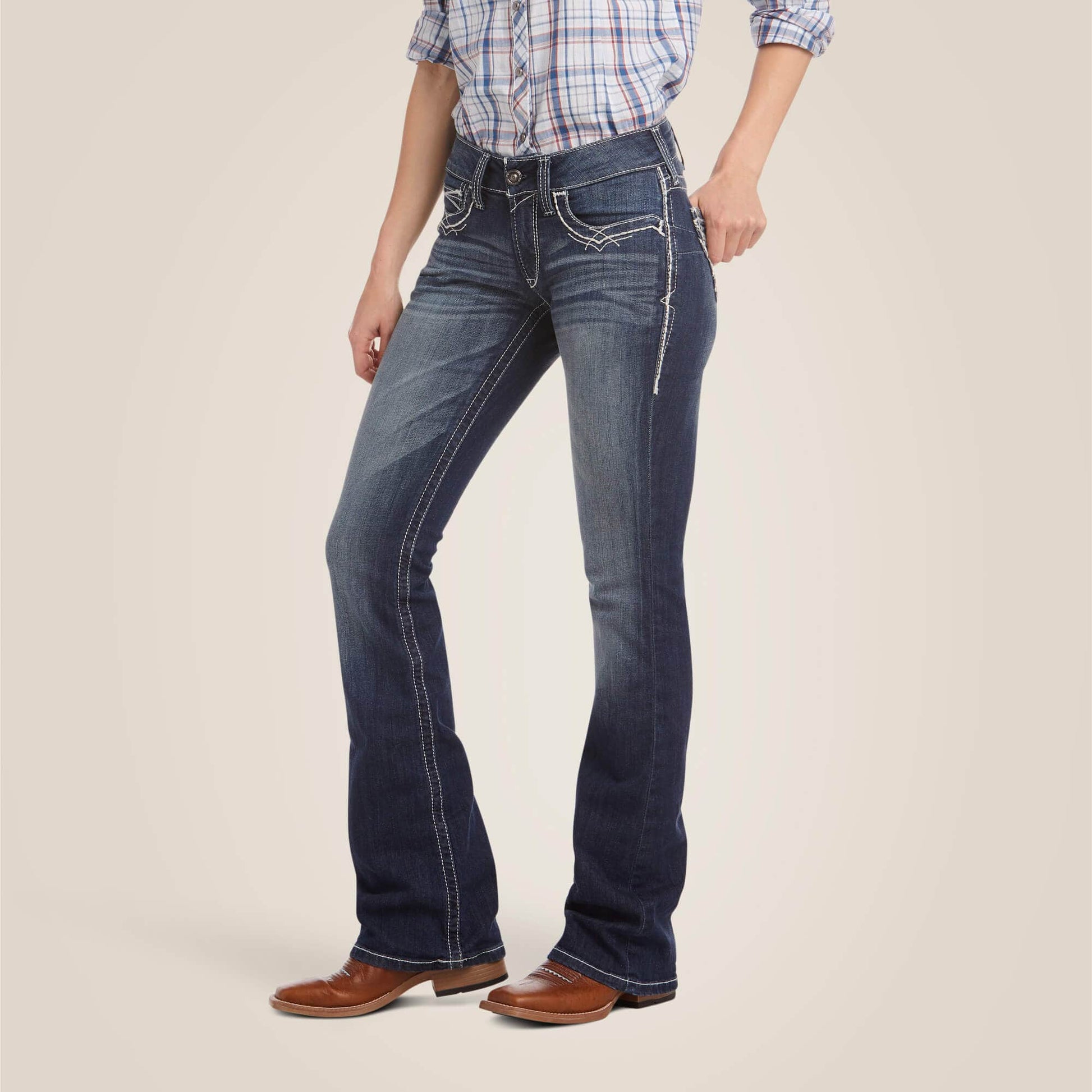 Jeans Ariat R.E.A.L. Straight Icon Per Donna, Vita Media, Lavaggio Jeans Ariat R.E.A.L. Straight Icon Per Donna, Vita Media, Lavaggio