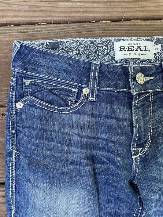 ThriftedEquestrian Clothing 28L Ariat Real Denim Mid Rise Straight Leg Jeans - 28L