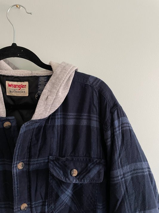 ThriftedEquestrian XL / Blue & Grey Wrangler Men's Classics Hooded Jacket - XL